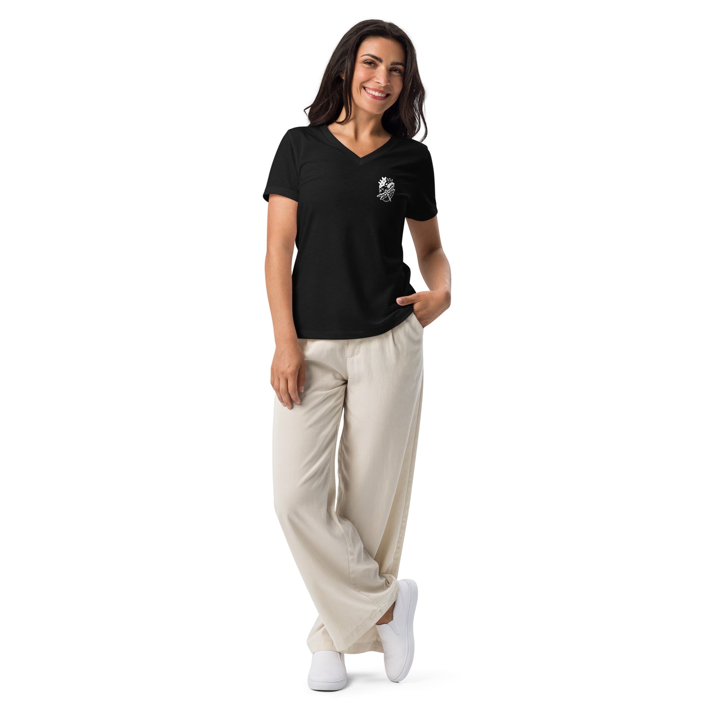 Aether Women's T-Shirt - Left Placement image 1: Solid Black Blend version, size S with front view of the Aether range.