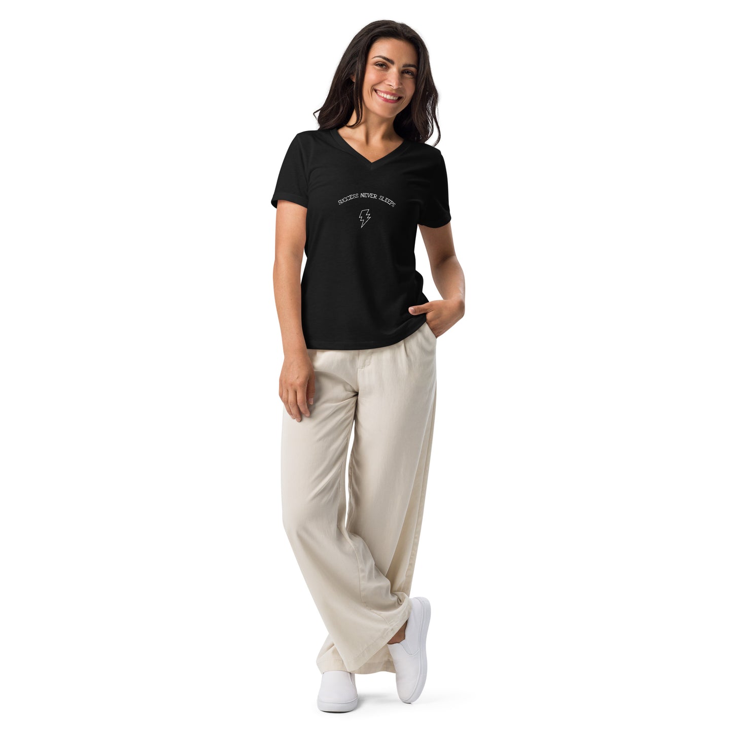 Succession Women's T-Shirt - Left Placement image 1: Solid Black Blend version, size S with front view of the Succession range.