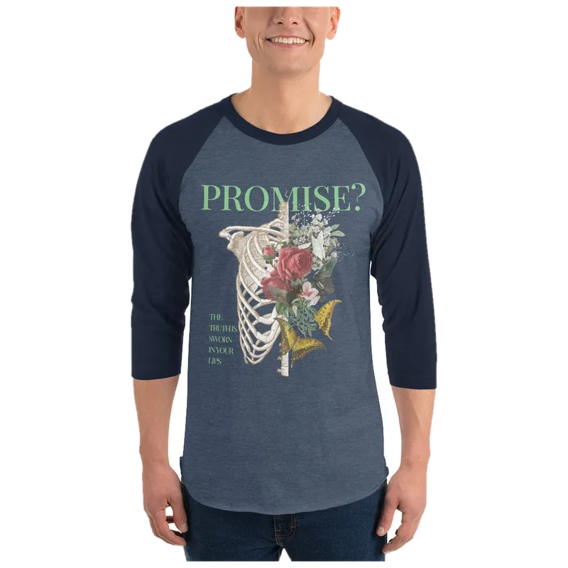 Promise Raglan Shirt, catalogue photograph with the studio backdrop removed